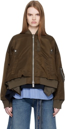 sacai Brown Nylon Twill Bomber Jacket