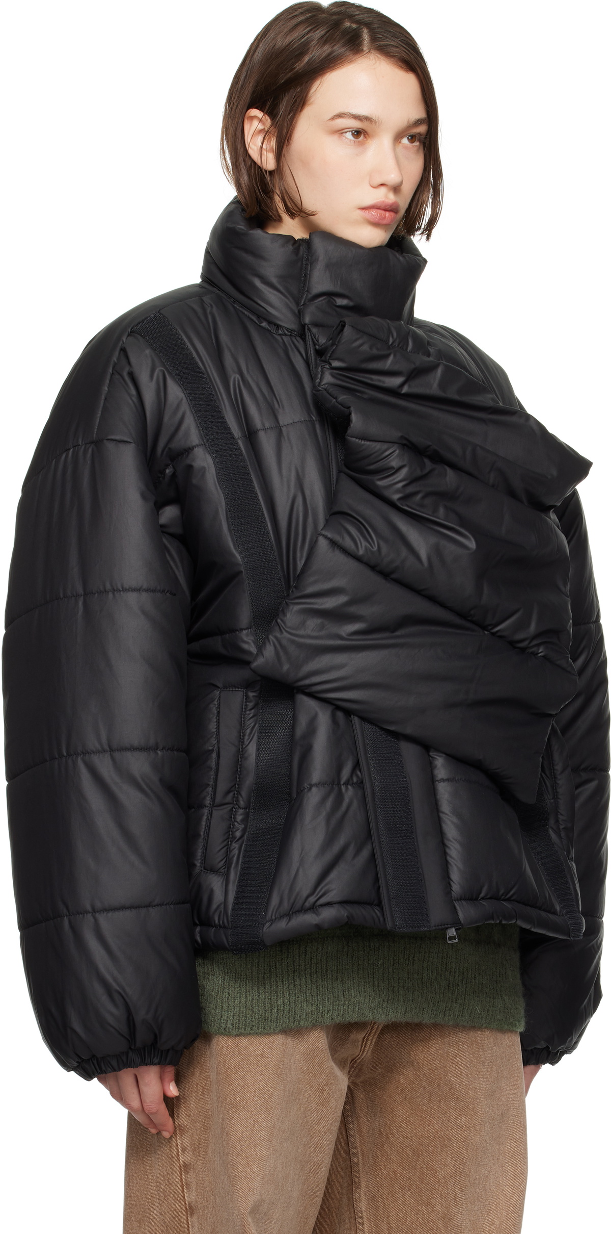 Y/Project Black Velcro Puffer Jacket