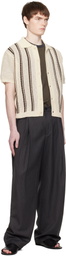 COOR Off-White Double Pin Striped Half Cardigan Shirt