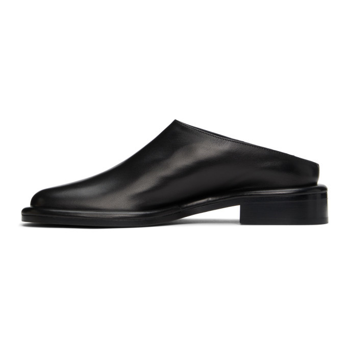 Proenza Schouler Black Leather Pipe Flat Mules Proenza Schouler