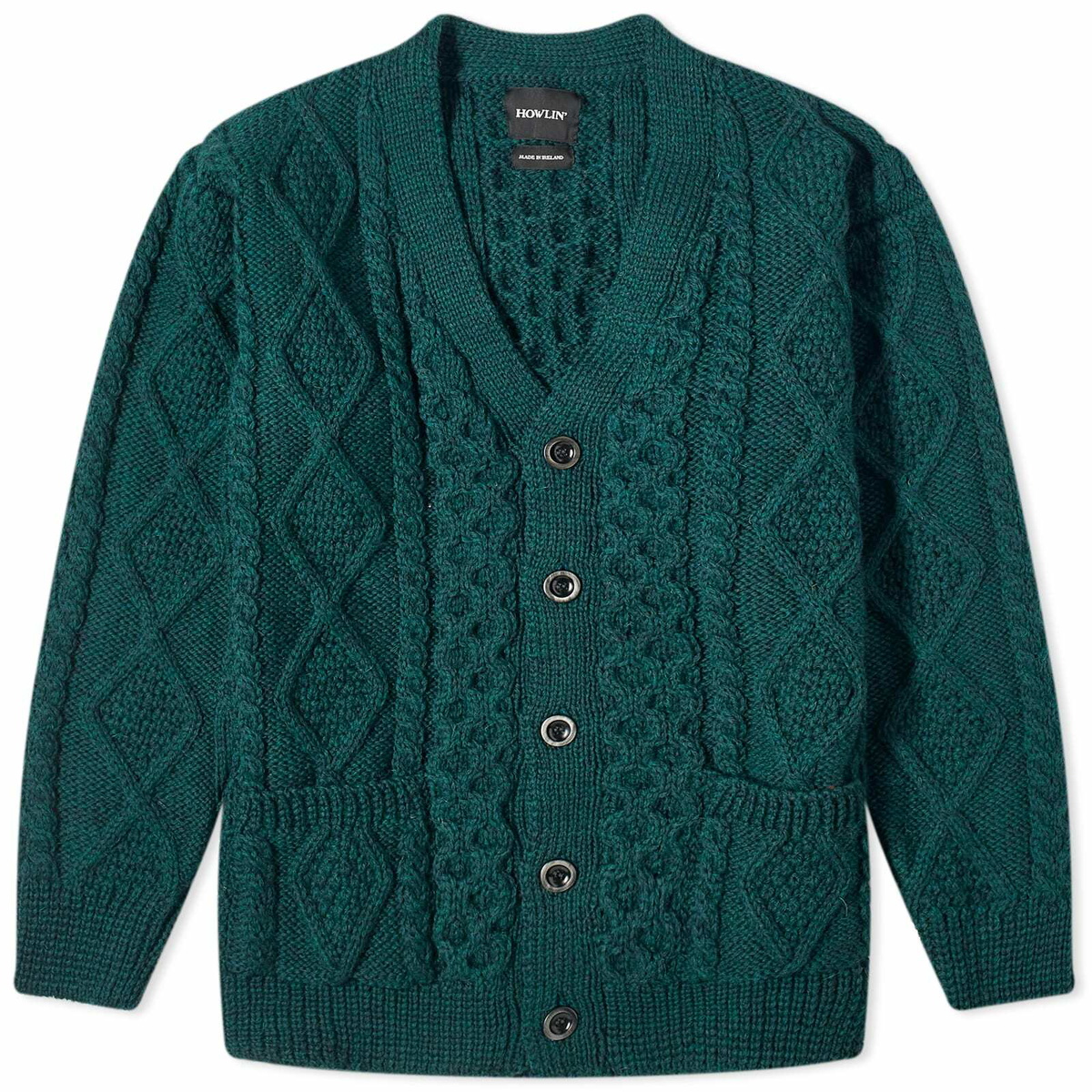 Howlin by Morrison Men's Howlin' Blind Flowers Cable Cardigan in Forest