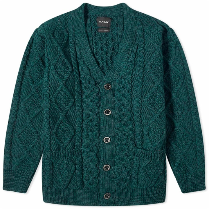 Photo: Howlin by Morrison Men's Howlin' Blind Flowers Cable Cardigan in Forest