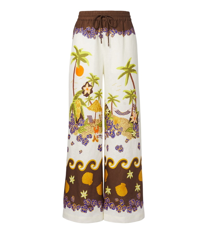 Photo: Alémais Island Cove printed linen wide-leg pants