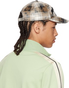 Palm Angels Brown & White Curved Logo Check Baseball Cap