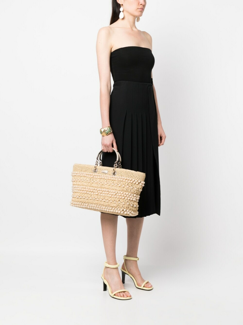 JIMMY CHOO - Bon Bon Beaded Raffia Tote Bag