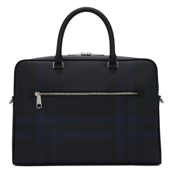 Burberry Black and Navy Check Ainsworth Briefcase Burberry