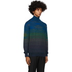 Missoni Blue and Green Knit Striped Turtleneck