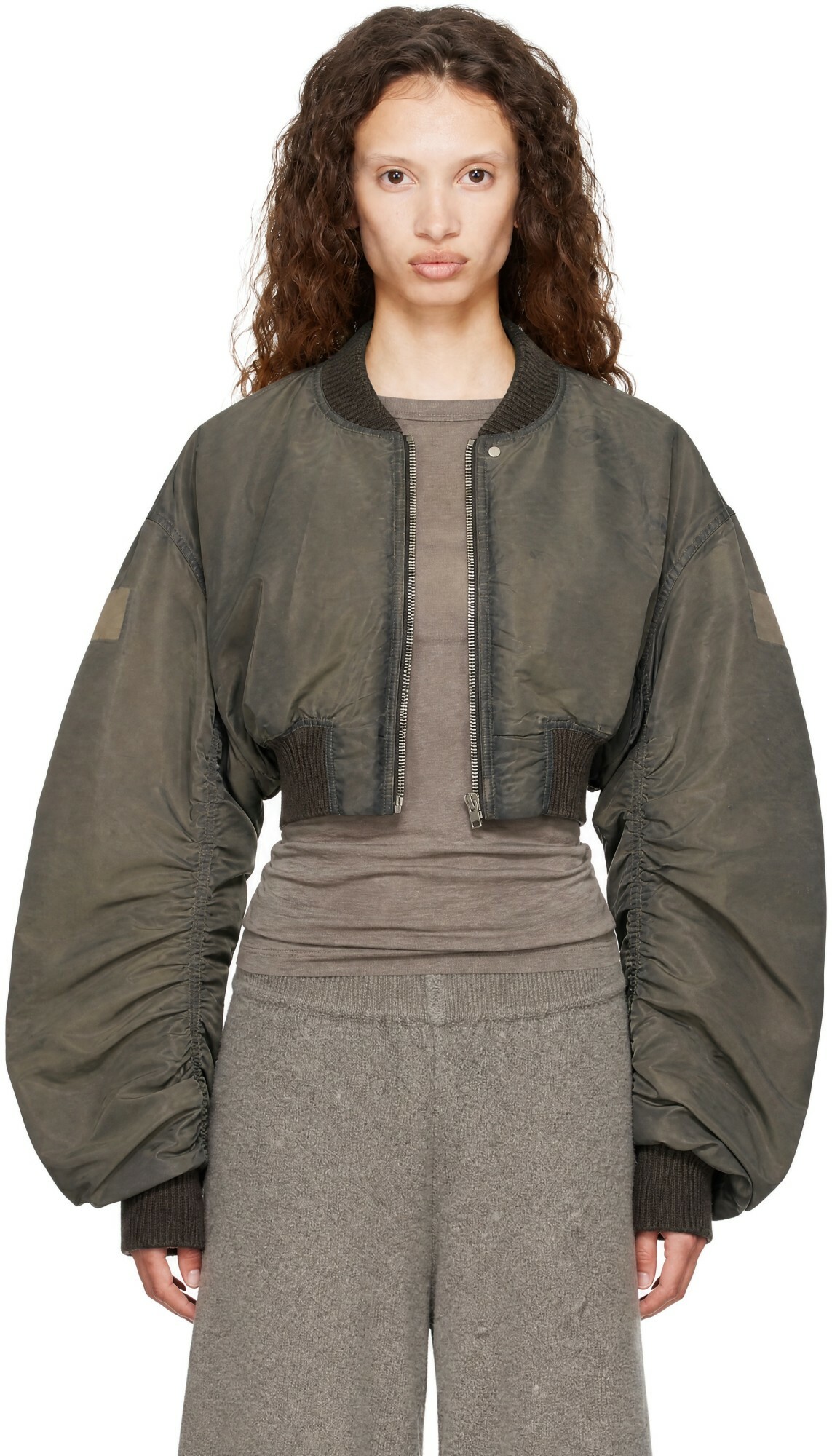 Rick Owens Gray Tower Micro Secchia Flight Bomber Jacket