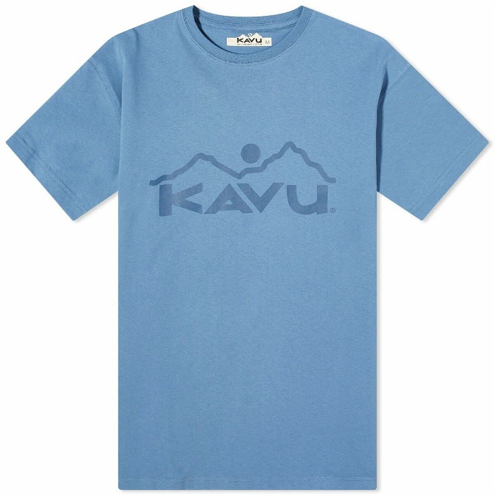 Photo: KAVU Men's Vintage Logo T-Shirt in Coronet Blue