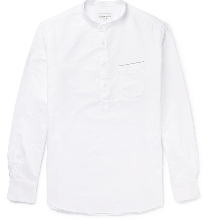 Photo: Officine Generale - Auguste Grandad-Collar Cotton Oxford Shirt - Men - White