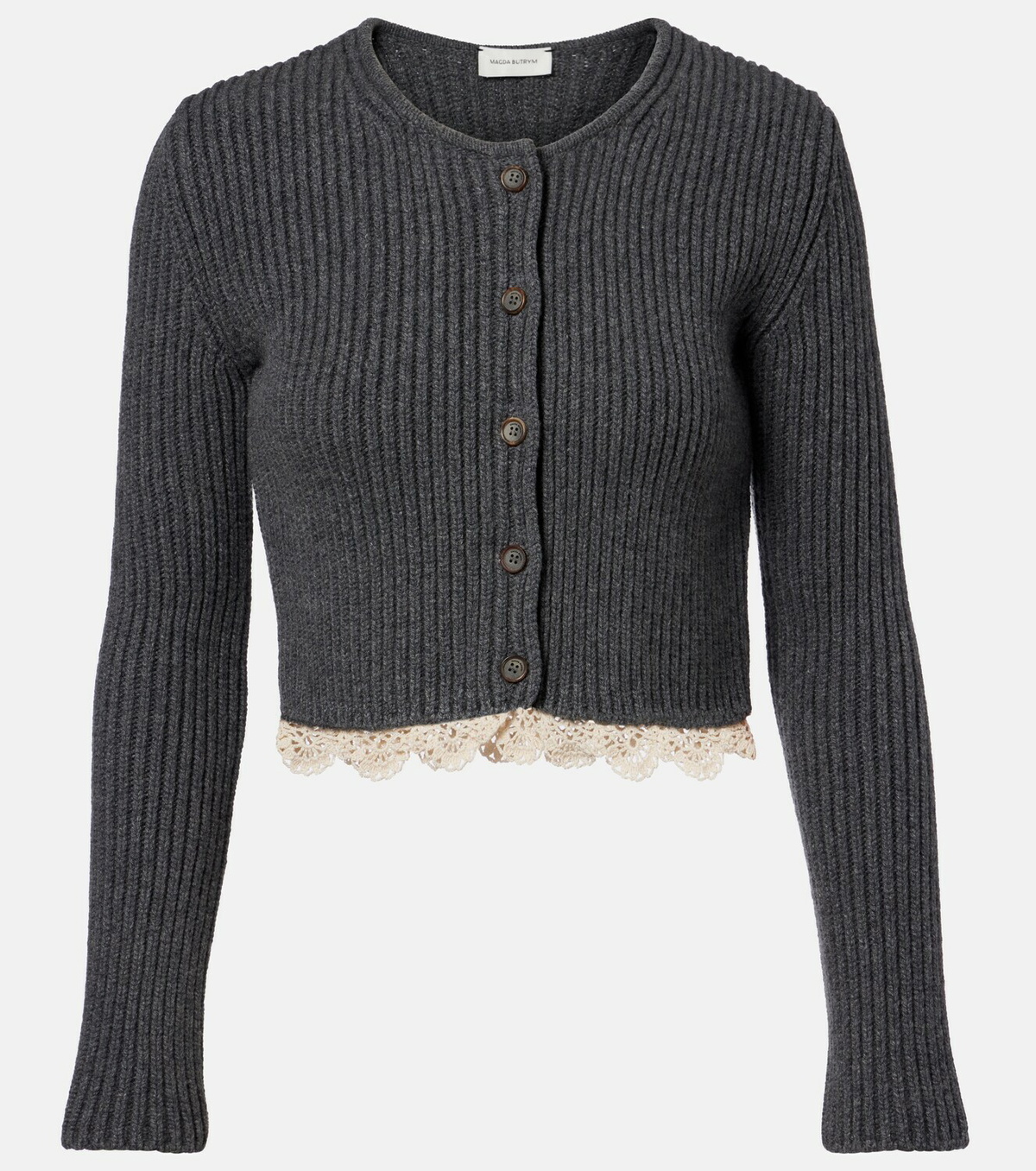 Magda Butrym Cropped crochet-trimmed cashmere cardigan