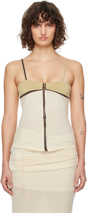 Photo: OPEN YY Off-White Contrast Trim Tank Top