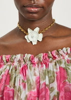 Chloe Bloom Flower Brass Choker - White - One Size