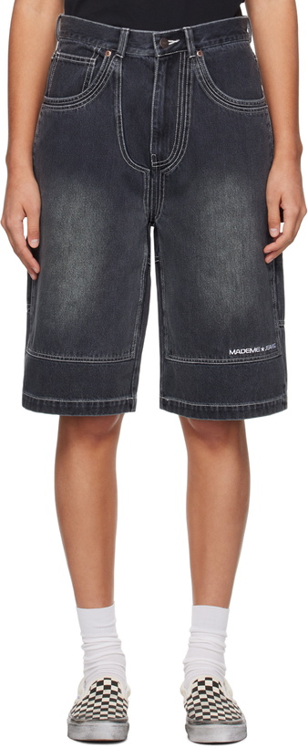 Photo: MadeMe Black Double-Knee Denim Shorts