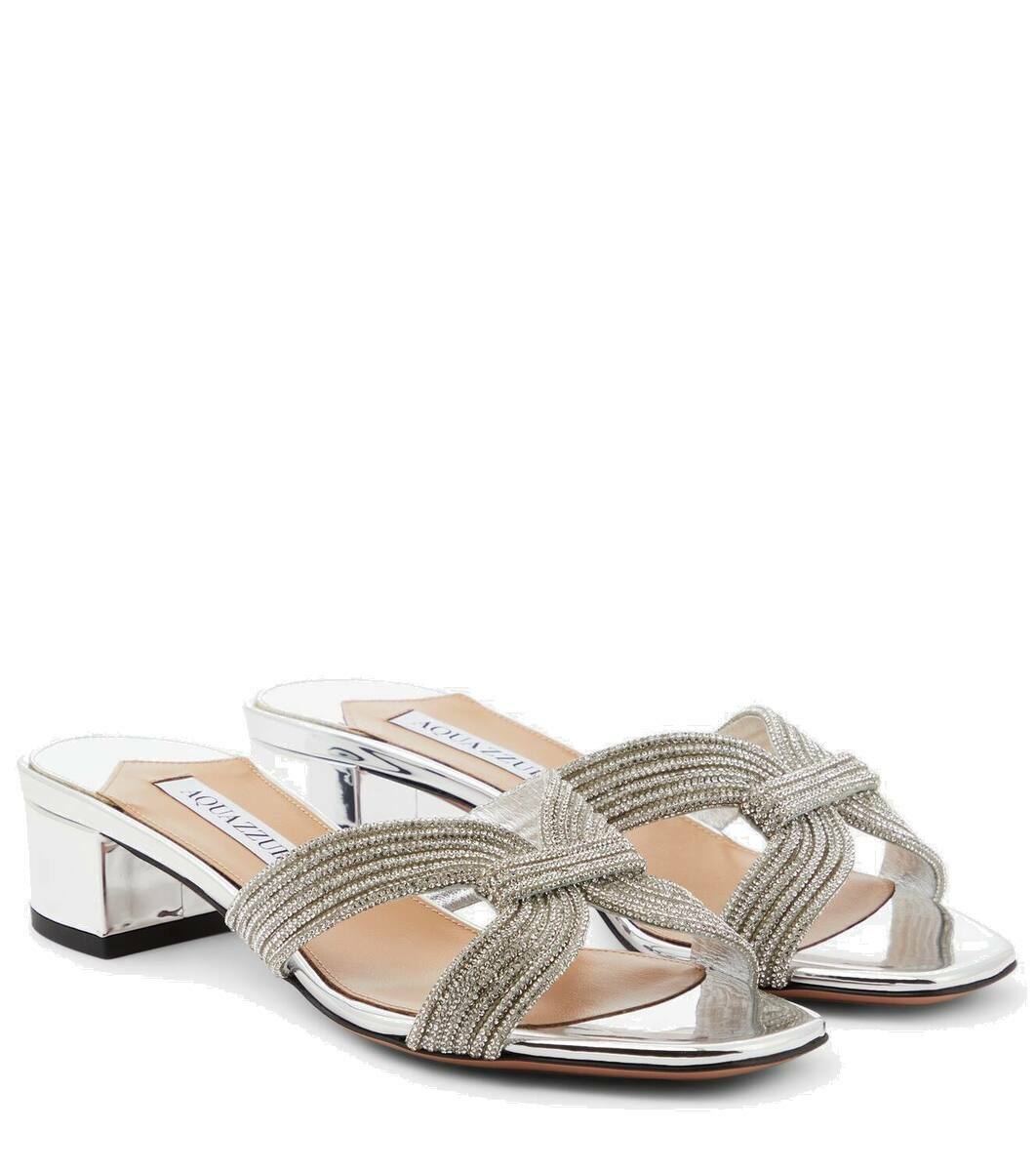 SALE!◆camila alves◆カプチーノBora Bora♪ブラジリアン Aquazzura Crystal Muse 35 embellished mules Aquazzura