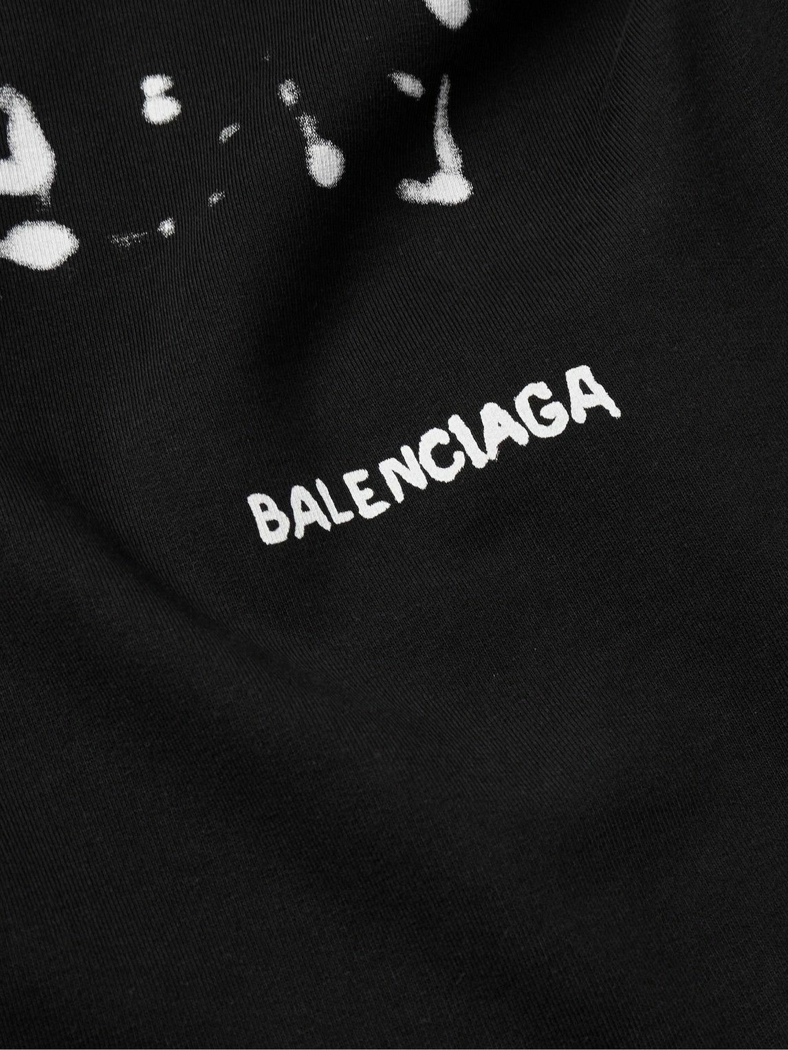 Balenciaga - Logo-Print Cotton-Jersey Hoodie - Black Balenciaga