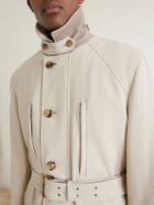 Brunello Cucinelli - Belted Leather Jacket - Neutrals