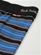 Paul Smith - Long-Length Striped Stretch-Cotton Boxer Briefs - Blue