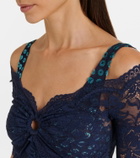 Rabanne Trompe l'œil lace and velvet crop top