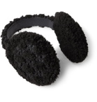 GUCCI - Leather-Trimmed Monogrammed Faux Shearling Ear Muffs - Black