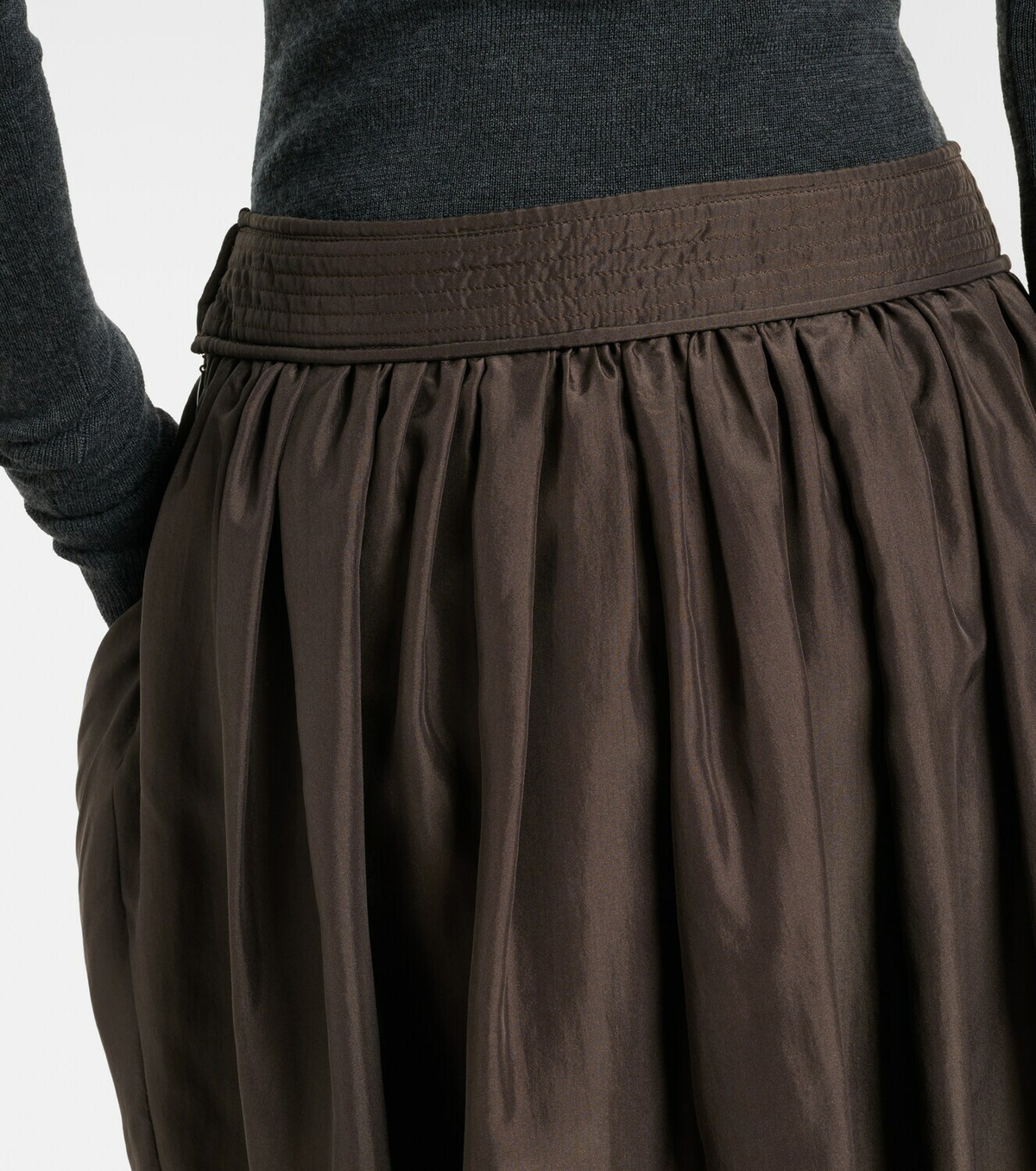 Lemaire Draped semi-sheer silk midi skirt