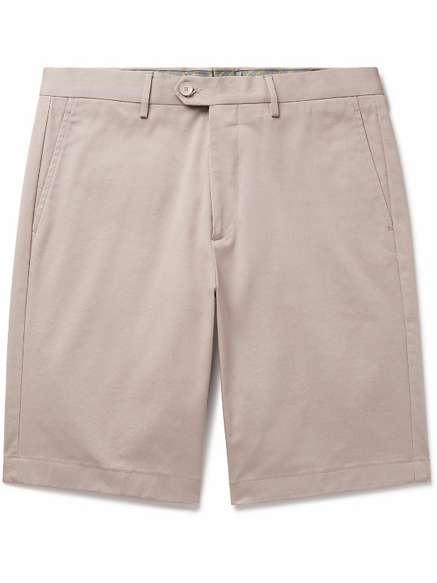 Photo: Etro - Straight-Leg Cotton-Blend Twill Bermuda Shorts - Neutrals