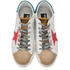 Golden Goose White and Tan Superstar Sneakers