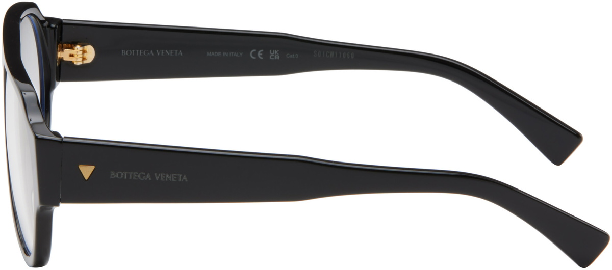 Bottega Veneta Black Soft Aviator Glasses