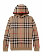 Burberry - Checked Cotton-Jacquard Hoodie - Neutrals