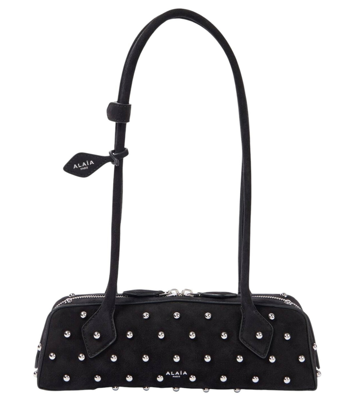 Alaïa Le Teckel Small studded suede shoulder bag ALAÏA