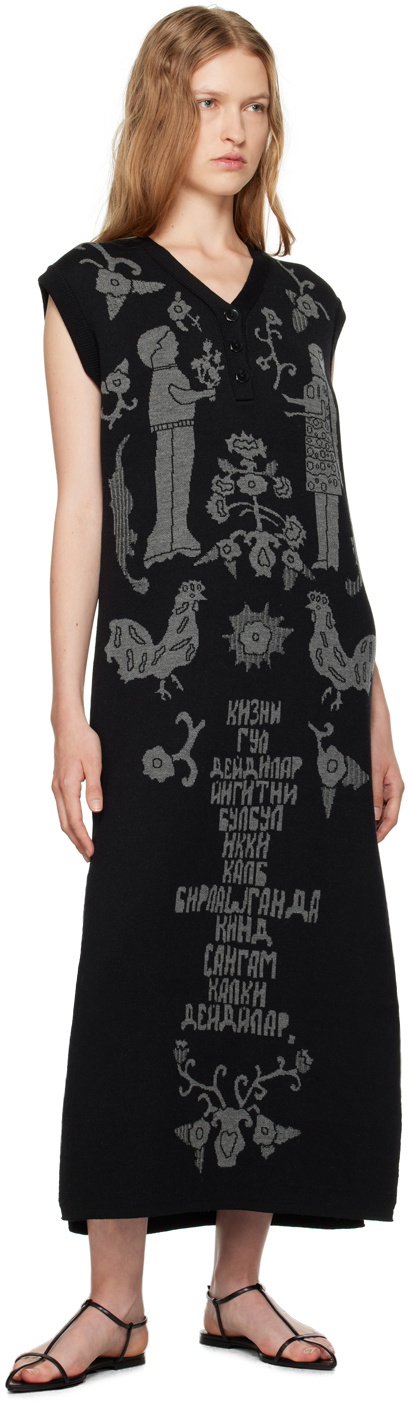 J.Kim Black Sangam Suzani Midi Dress