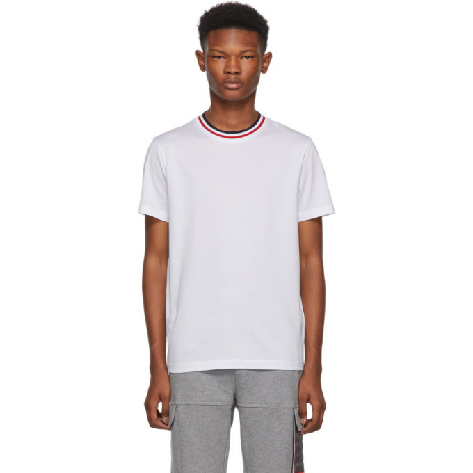 Photo: Moncler White Maglia Contrast Collar T-Shirt