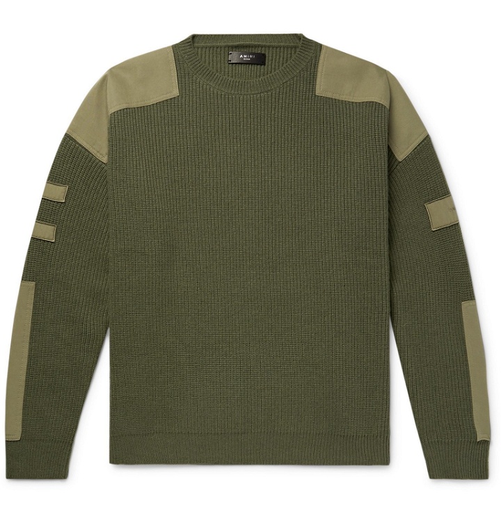 Photo: AMIRI - Tencel-Trimmed Ribbed Wool and Cashmere-Blend Sweater - Green