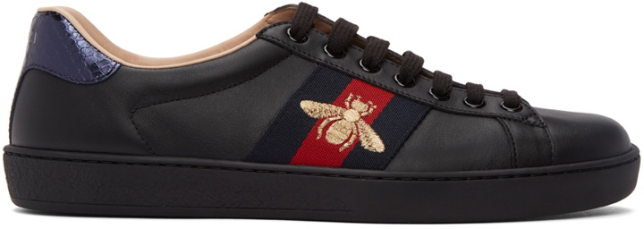 Photo: Gucci Black Embroidered Ace Sneakers