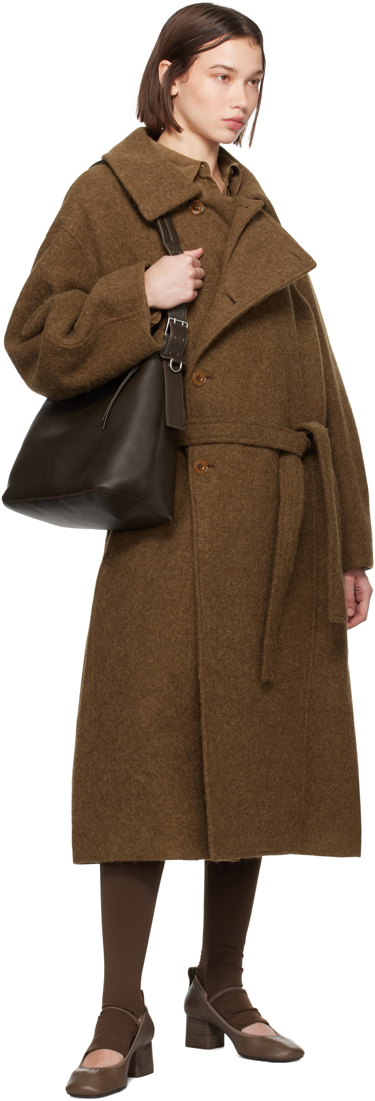 LEMAIRE Brown Asymmetrical Bathrobe Coat Lemaire