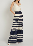 Veronica Beard Heron Striped Wide-leg Trousers Navy