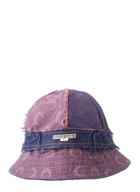 Washed Denim Panelled Bucket Hat in Purple