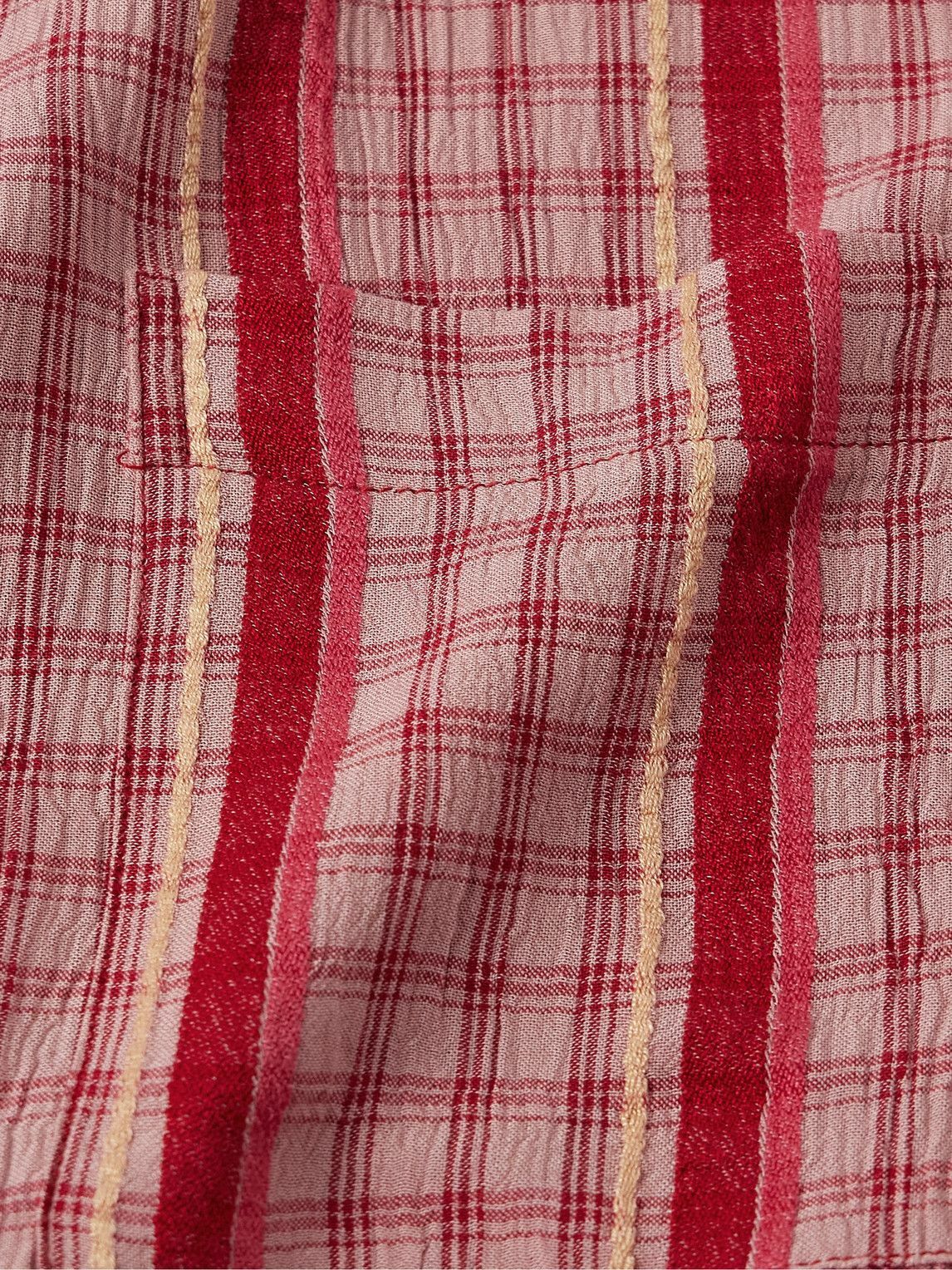 Small Talk - Striped Checked Voile Shirt - Red