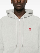 AMI Paris Grey Ami De Coeur Zipped Hoodie
