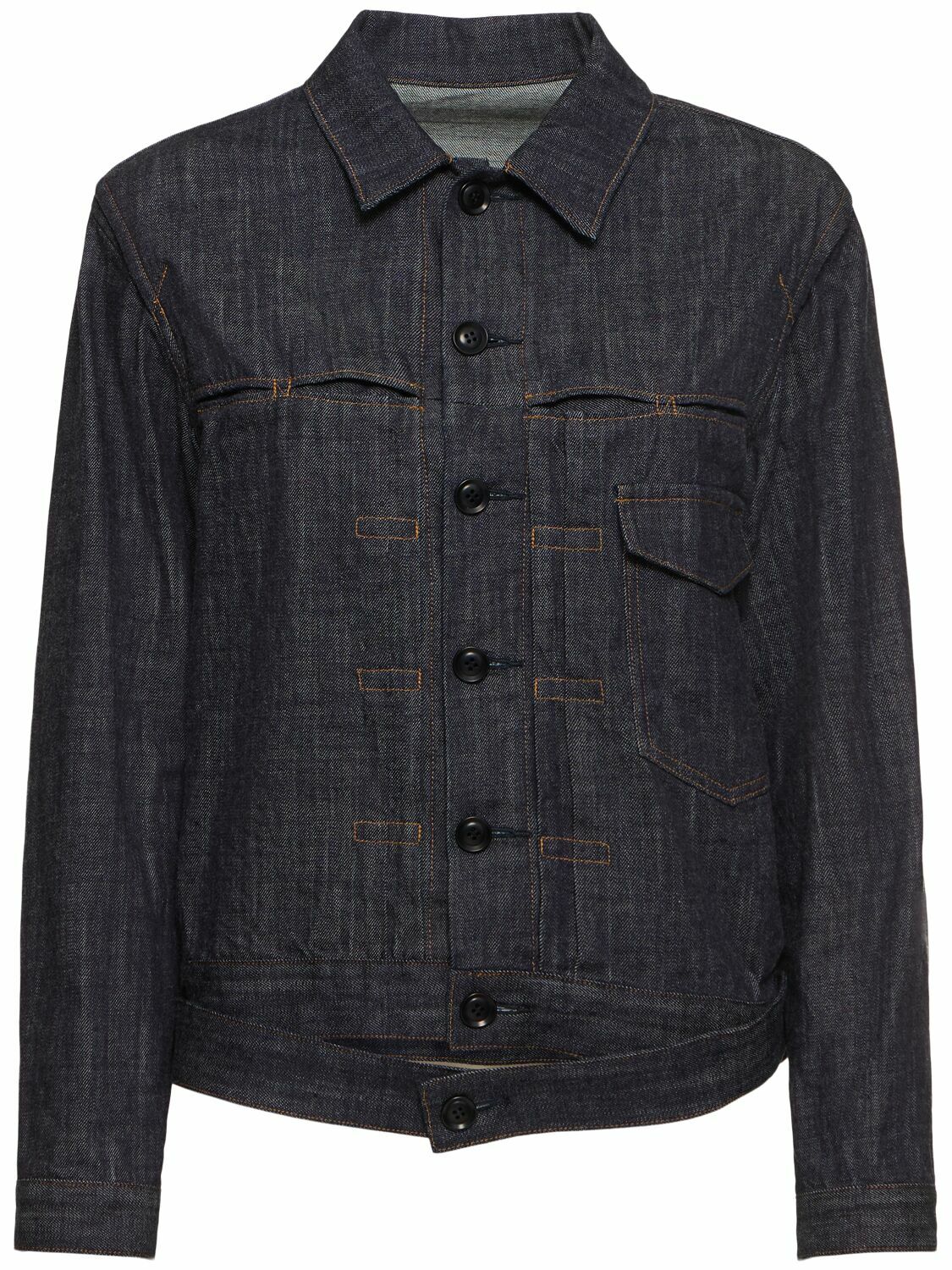 YOHJI YAMAMOTO Loose Denim Paneled Tucked Jacket