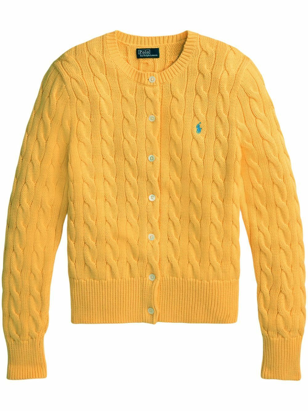 Polo Ralph Lauren Yellow Cable-Knit Cotton Cardigan Polo Ralph Lauren