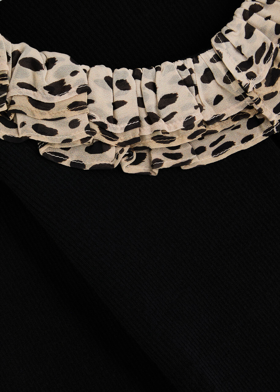 Rixo Laurel Leopard-trimmed Wool Cardigan Black
