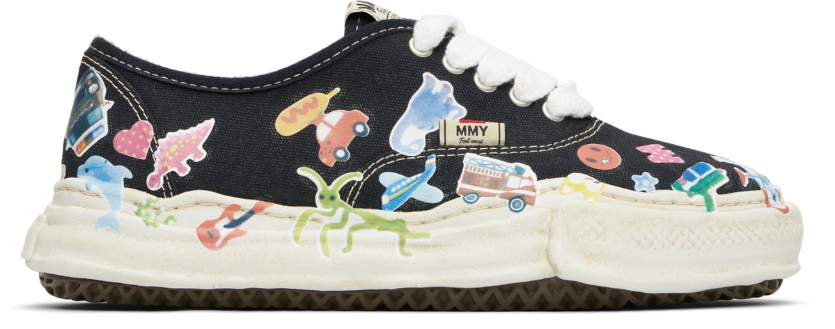Maison MIHARA YASUHIRO Black 'Baker' OG Sole Sticker Canvas Sneakers