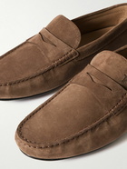 Tod's - City Gommino Logo-Debossed Suede Driving Shoes - Brown