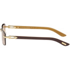 Cartier Gold & Brown 'Elongated C de Cartier' Sunglasses