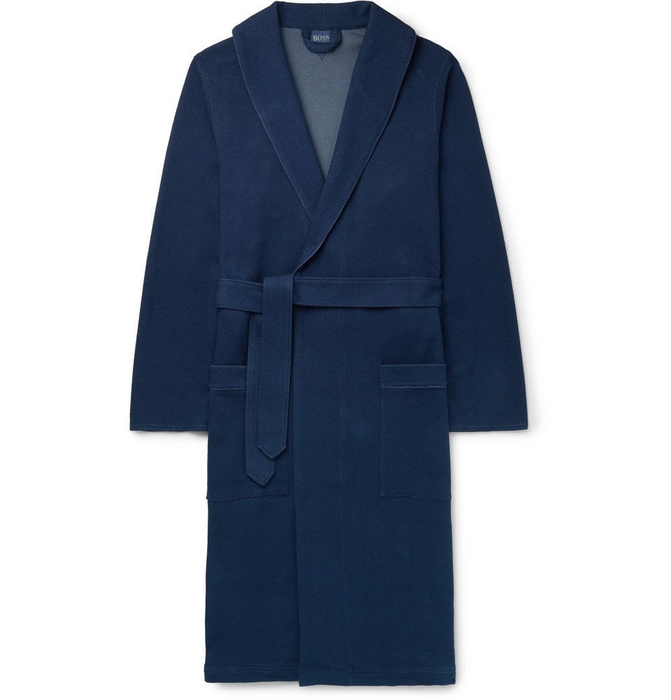 Boss Robe Hugo Boss - Waffle-Knit Cotton Robe - Men - Navy Hugo Boss