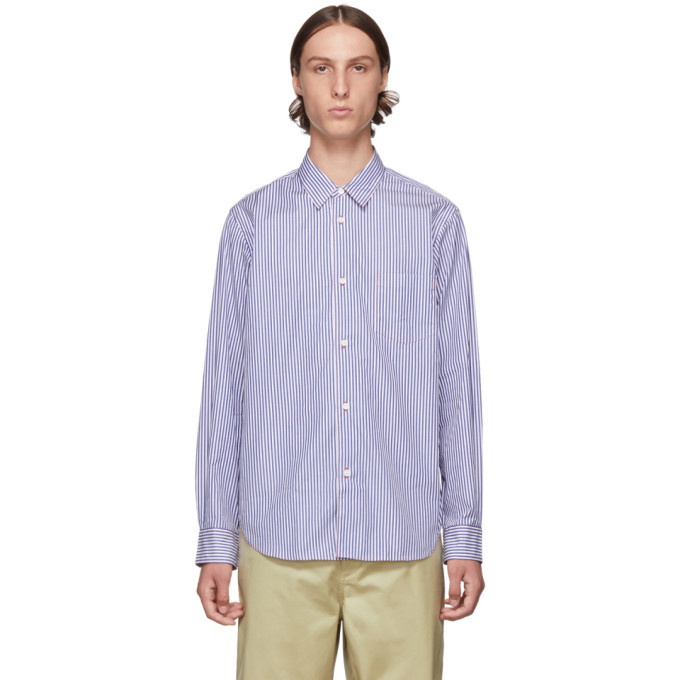 Photo: Comme des Garcons Homme Blue and White Stitching Shirt