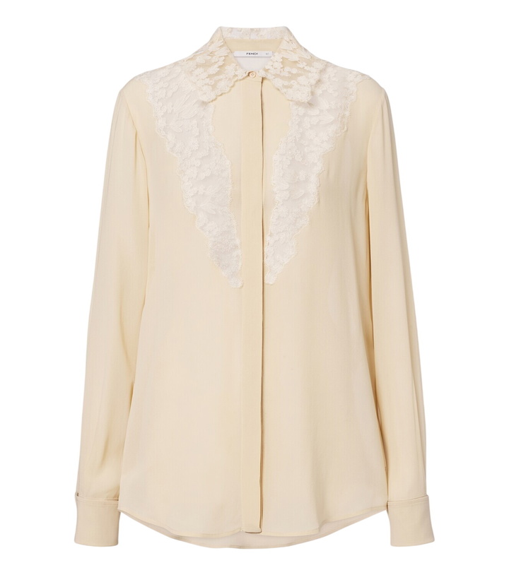 Photo: Fendi Lace-trimmed silk georgette shirt