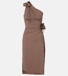 Coperni Floral-appliqué one-shoulder jersey cocktail dress