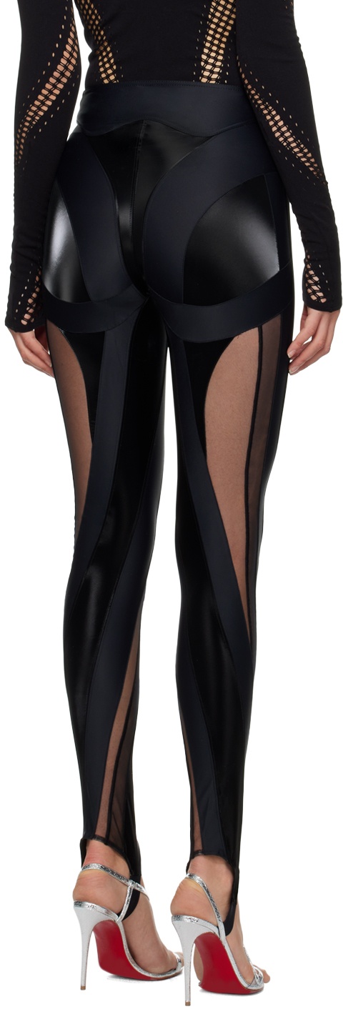 Black paneled-design leggings - women - MUGLER
